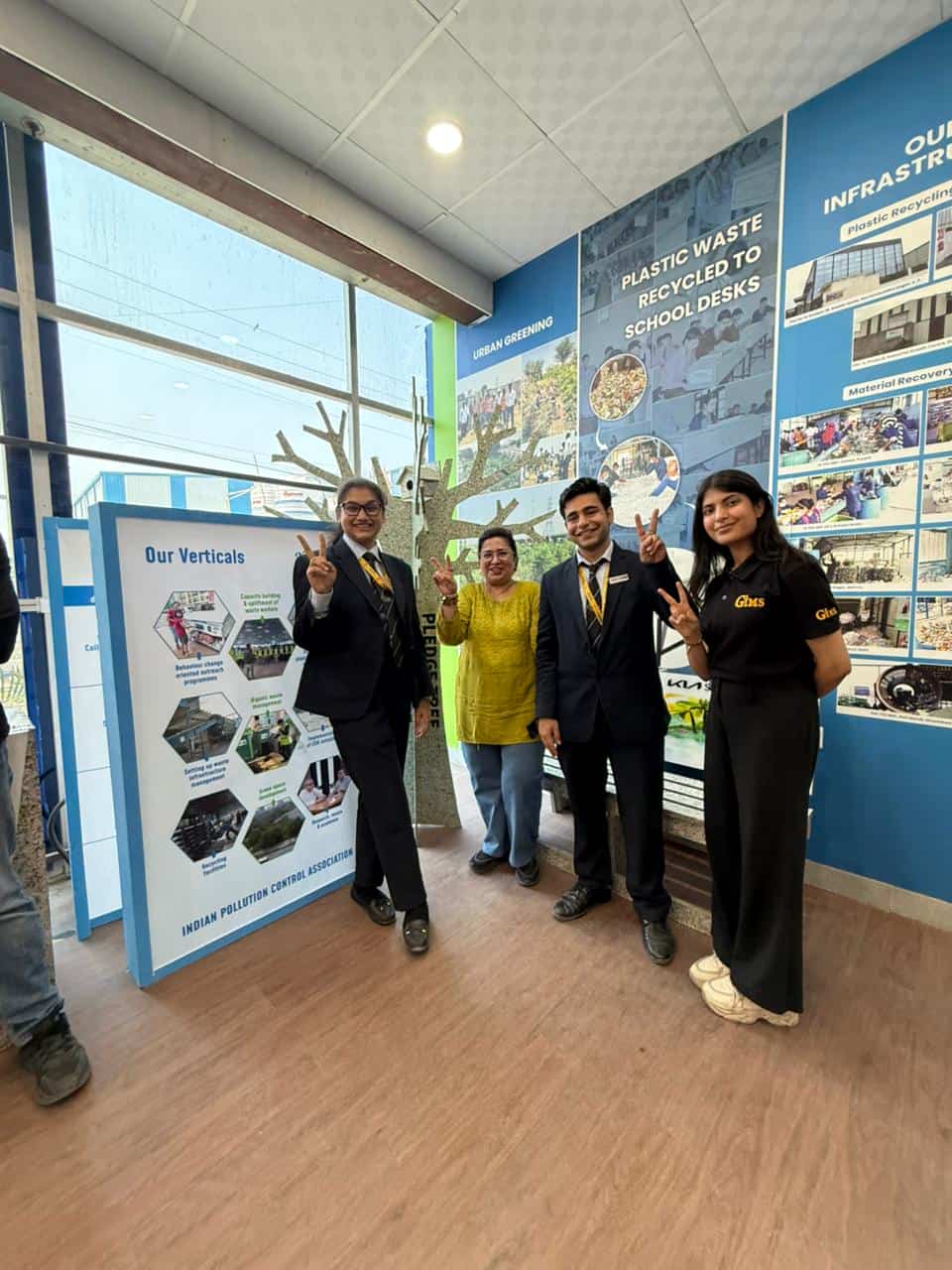 Students exploring an environmental awareness exhibition