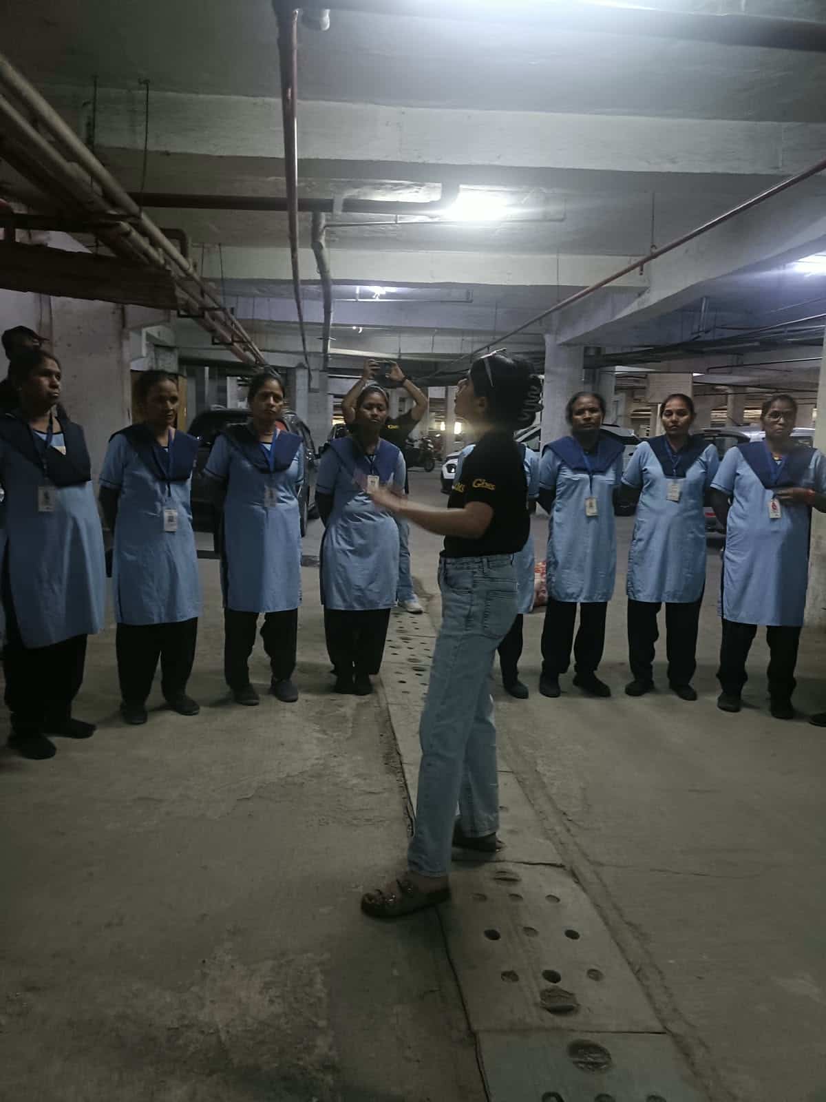 Volunteers meeting students during an awareness session